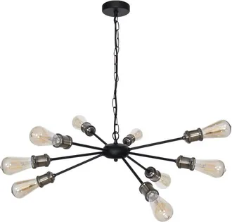 Fabrilamp L&aacute;mpara De Techo Aryana 9xe27 Al.reg.xd.65cm Negro/cuero