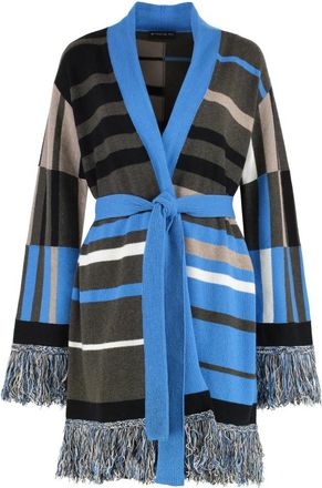 Etro Maxi Wolblend Vest met Franje - Dames - Vesten - Veelkleurig - S - Wol - Truien & Vesten