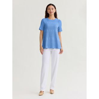 Misook Diamond Ribbed Texture Soft Knit Tunic in Tranquil Blue at Nordstrom, Size Xx-Large