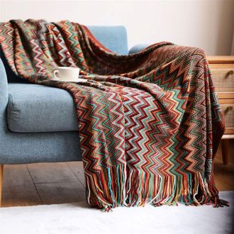 OEM Manta/colcha Tribal Para Sof&aacute;, A Cuadros, Grande, Colorida, Decorativa, Estilo Bohemio, 130 X 200 Cm - Crezuo
