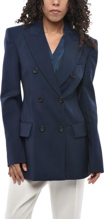 Max Mara Blue Solid Peaked Lapel Blazer