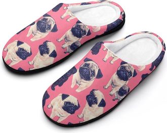 Generic Pug Dogs Cotton Slippers for Women Indoor Outdoor Slipper Slip-On Memory Foam Home Shoes