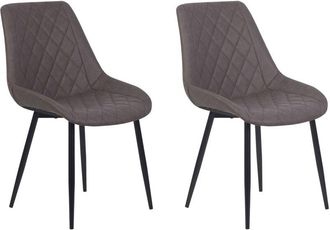 Beliani Set 2 Sedie da Pranzo Ecopelle Marrone Scuro Rivestimento Trapuntato Maribel