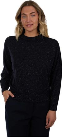 PESERICO Truien & Vesten, Dames, Blauw, 3Xl, Wol, Lichtgewicht Ronde Hals Gebreide Trui