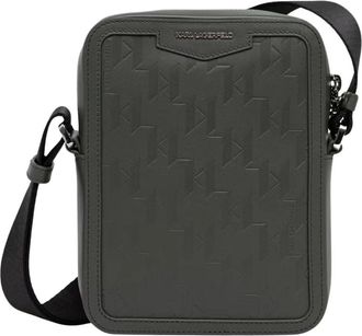 Karl Lagerfeld K/Loom Leren Crossbody Tas - Heren - Schoudertassen - Groen - ONE Size - Leer - Tassen