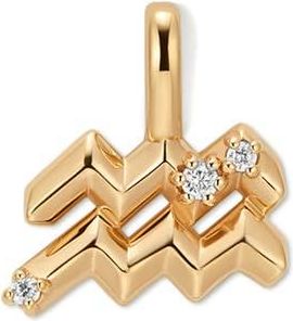 Made by Mary Cubic Zirconia Zodiac Charm in Gold/Aquarius at Nordstrom