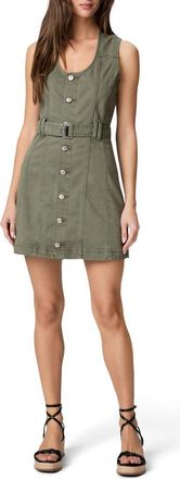 Paige Maxine Belted Cotton Blend Minidress in Vintage Ivy Green at Nordstrom, Size 10