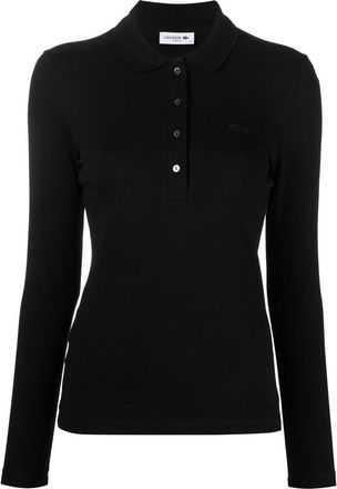 Lacoste stretch-cotton polo top - women - Cotton/Elastane - 40 - Black