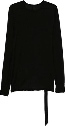 Rick Owens Tops, Heren, Zwart, M, Katoen, Zwart Crew Neck T-shirt Italië Gemaakt
