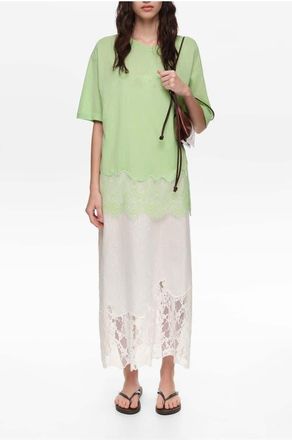 Bimba & Lola Long Lace T-shirt in Apple Green at Nordstrom, Size Xx-Small