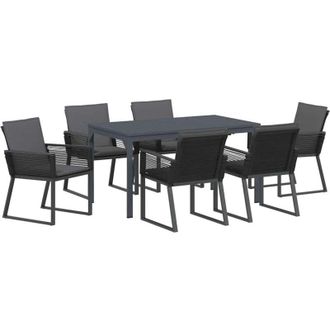vidaXL Garden Dining Set 7 pcs Anthracite Poly Rattan vidaXL