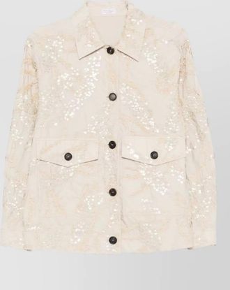 Brunello Cucinelli embellished cotton fitted jacket