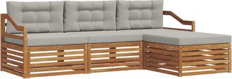 vidaXL Conjunto De Sof&aacute;s De Exterior 4 Uds. Natural Y Gris Claro Vidaxl