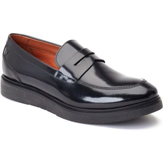 Base London Sid Leather Mens Black Loafers - Size UK 12