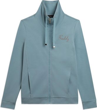 Freddy Felpa Zip con Collo Alto e Logo con borchie