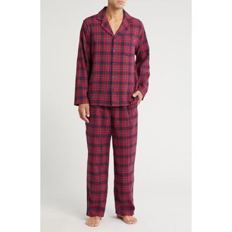 Nordstrom Plaid Flannel Pajamas in Navy- Red Lino Plaid at Nordstrom, Size Large