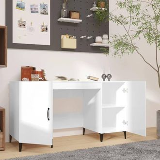 Berkfield Home Spacious Desk High Gloss White 140x50x75 cm Engineered Wood | Size: 140 x 50 x 75 cm