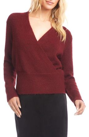 Karen Kane Surplice V-Neck Sweater in Wine Red at Nordstrom, Size Large