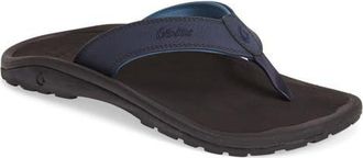 Olukai Ohana Flip Flop in Depth Blue/Black at Nordstrom, Size 15