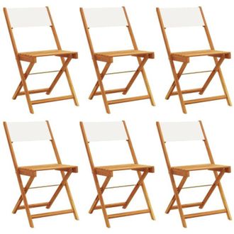 vidaXL Vidaxl - Sillas Jard&iacute;n Plegables 6 Uds Tela Madera Maciza Y Tela Crema