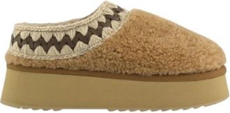 Mou Platform Clog - Dames - Pantoffels - Beige - 39 EU - Wol - Schoenen