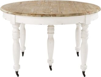 Maisons du monde Mesa de comedor extensible en madera reciclada y madera de álamo de 6/14 personas con ruedas L.125/325