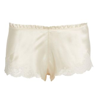 Carine Gilson Calais-Caudry Lace-Trim Silk shorts Size XL