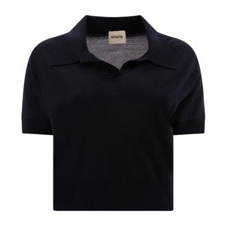 Khaite Tops, Dames, Blauw, M, Wol, Morgane Polo