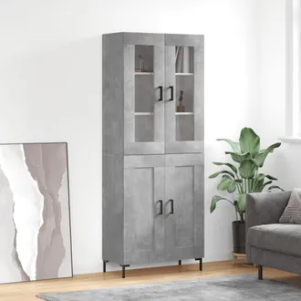 vidaXL Vidaxl - Aparador Alto Madera Contrachapada Gris Hormig&oacute;n 69,5x34x180 Cm