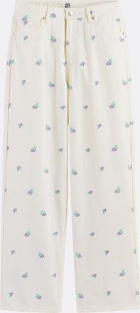 La Redoute Collections Jeans met wijde pijpen en bloemenborduursel