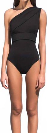 Haight Maria Crepe One Shoulder Swimsuit In Black