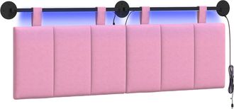 vidaXL Cabecero Colgante Con Luz Led Rosa Tela Vidaxl