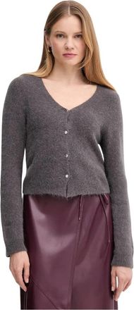 Oui Cardigans - Dames - Vesten - Grijs - L - Wol - Truien & Vesten