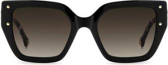 Carolina Herrera Her 53mm Gradient Square Geometric Sunglasses in Black White/Brown at Nordstrom