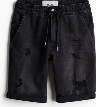 H&M Hybrid Slim Denimshorts - Schwarz