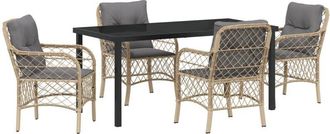 vidaXL Garden Dining Set with Cushion 5 pcs Beige Poly rattan Vidaxl
