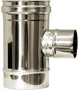 MBM Tubo De Humos De Pared Doble Aislado De Acero Inoxidable Con Uni&oacute;n En T De 90&deg; Reducido A 80 Mm, Di&aacute;metro 350/400 Mm