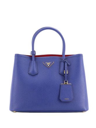Prada Cuir Double Saffiano Leather Medium tote bag - Blauw