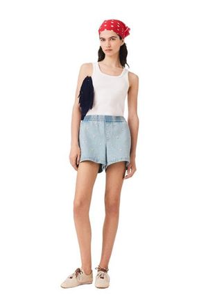 Maje Floral denim shorts in Blue at Nordstrom, Size 36 Eu