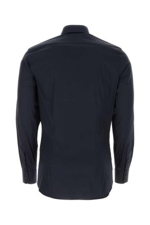 Prada Mens Blue Stretch Poplin Shirt Bleu Camicie