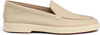 Santoni Tumbled Leather Loafer - Dames - Loafers - Roze - 38 1/2 EU - Leer - Schoenen