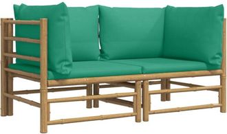 vidaXL Sof&aacute;s Esquineros De Jard&iacute;n 2 Uds Bamb&uacute; Con Cojines Verde Vidaxl