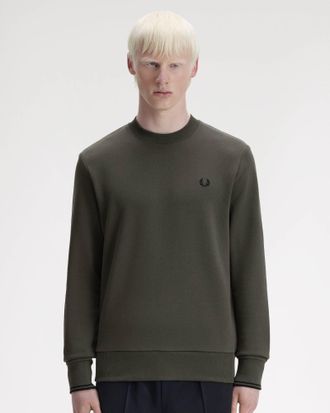 Fred Perry Mens Sweatshirt in Dark Green Cotton - Size X-Large
