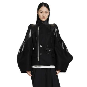 sacai Leather x Wool Melton Jacket
