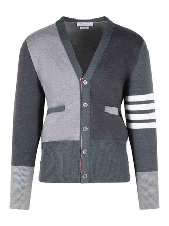 Thom Browne Fun Mix Grey Merino Wool Cardigan