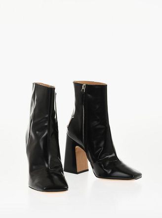 Maison Margiela MM22 Brushed Leather Ankle Boots with Squared Toe Heel 10.5c size 36