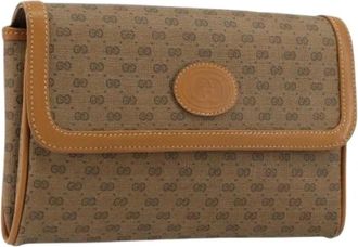 Gucci Pre-owned Clutches, female, Beige, Size: ONE SIZE Pre-owned Vintage Micro Small GG Canvas Shoulder Bag