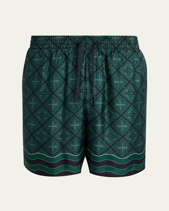 Casablanca Mens Radiating Monogram Silk Shorts