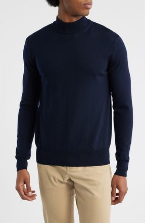 Aur&eacute;lien Cashwool Mock Neck Sweater in Navy at Nordstrom, Size Xx-Large