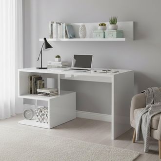 Dmora Escritorio Dmorisc, Escritorio Lineal Con Soporte Para Pc, Mesa De Oficina Multiusos, Escritorio Multiposici&oacute;n Para Ahorrar Espacio, 100% Made In Ital